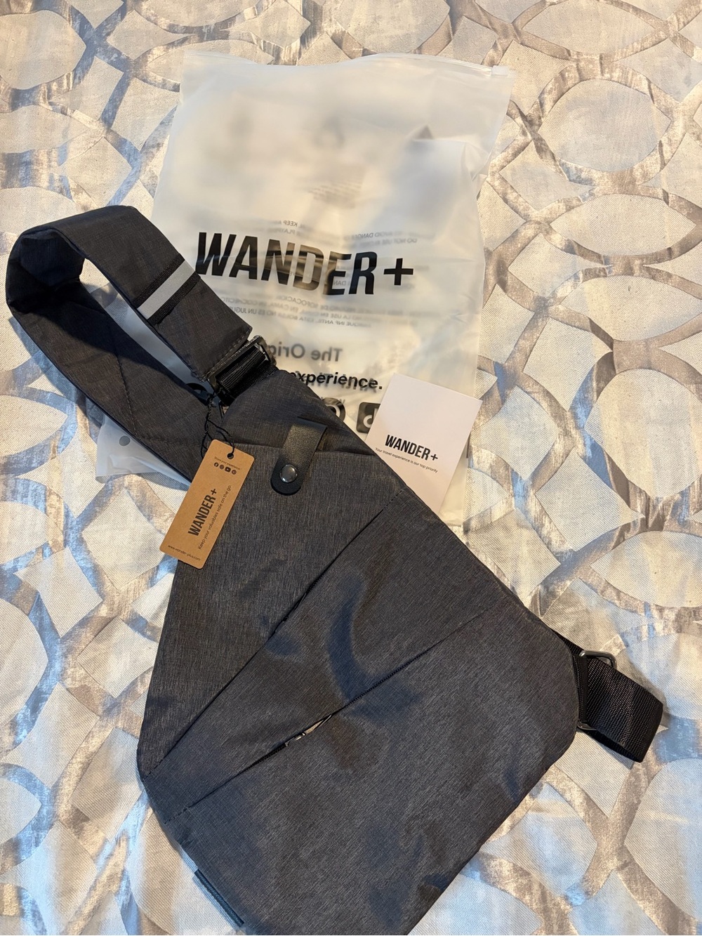 Wander+ Anti-Theft Charcoal Sling Crossbody Bag NWT